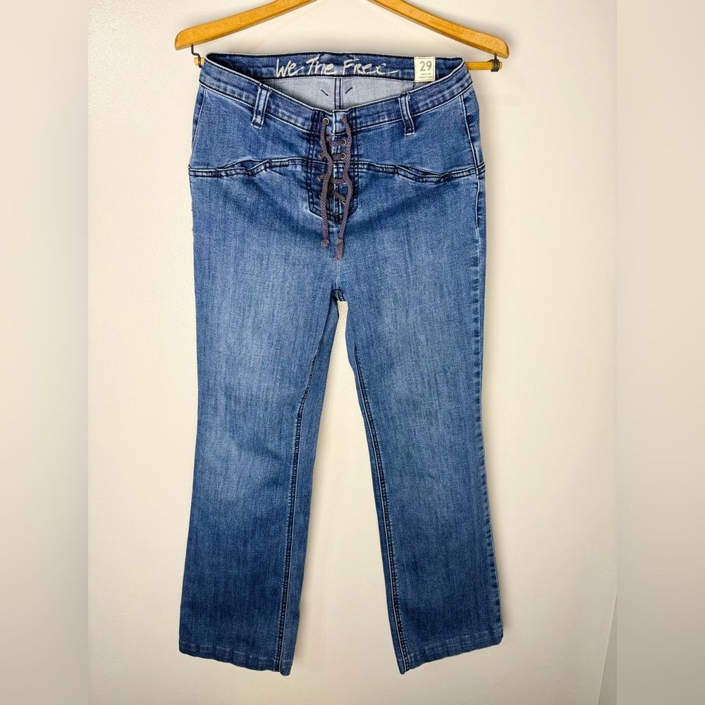 We The Free Eva Mid Rise Boot Cut Jeans with Lace-Up Front | 29